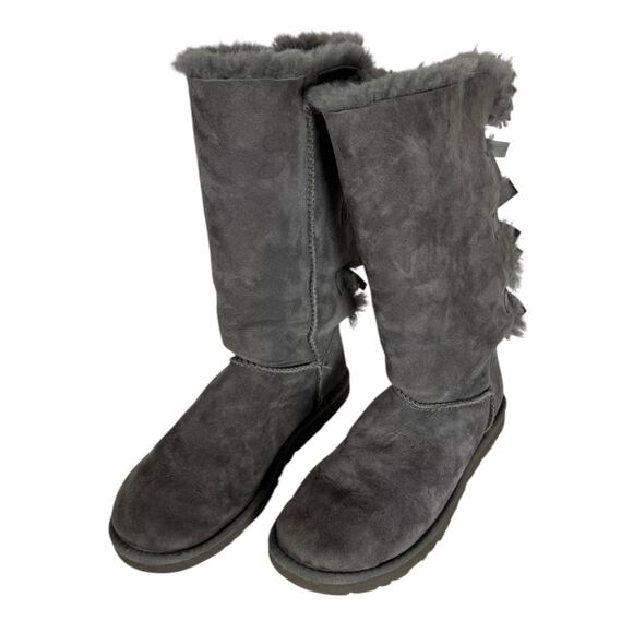 Ugg Bailey Bow Tie Boots Women's Gray Size 6 Fur lined - Picture 4 of 5